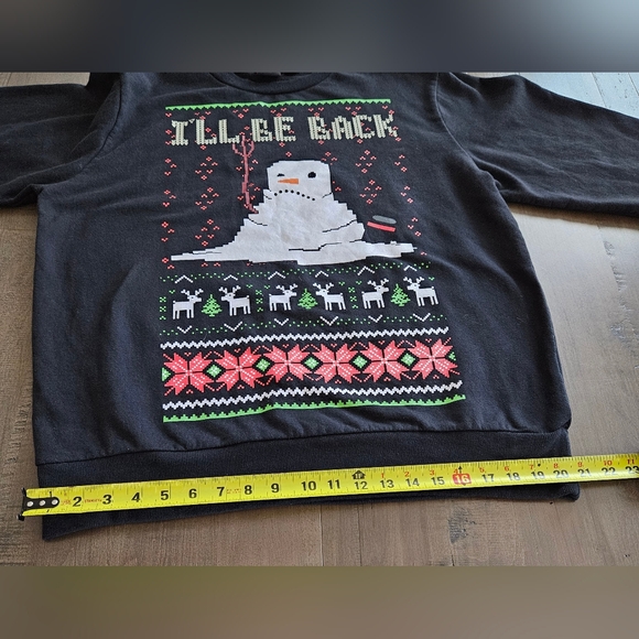 Mad Engine Mens Sweatshirt Ugly Christmas Black Snowman Long Sleeve Size Large - Picture 4 of 6